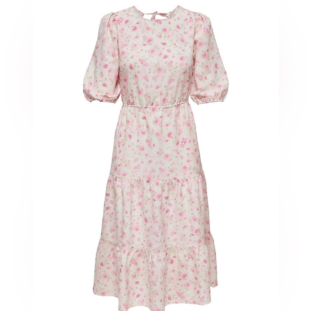 ONLY Mira Floral Tie-Back Midi Babydoll Dress - Picture 4 of 15